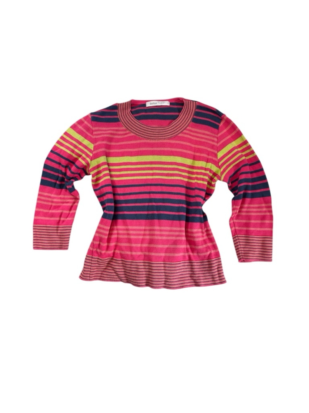 Skovhuus Striped Sweater in Pink, Navy & Lime